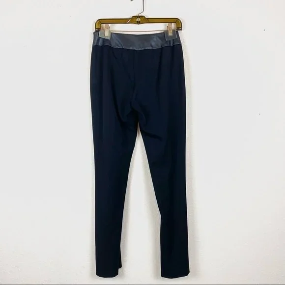 Cache Black Faux Leather Stripe Pants